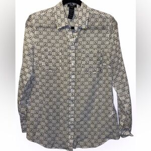 Olsen Europe Dove poplin  pattern Cotton Silk Blend tunic shirt Sz 8